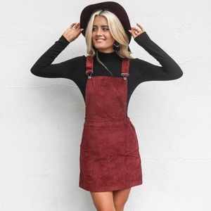 Maroon Corduroy Overall Dress Size L